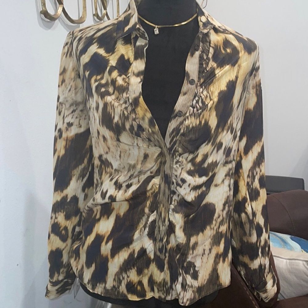 Yigal Azrouel Animal Print Blouse - Black, Brown, Cream